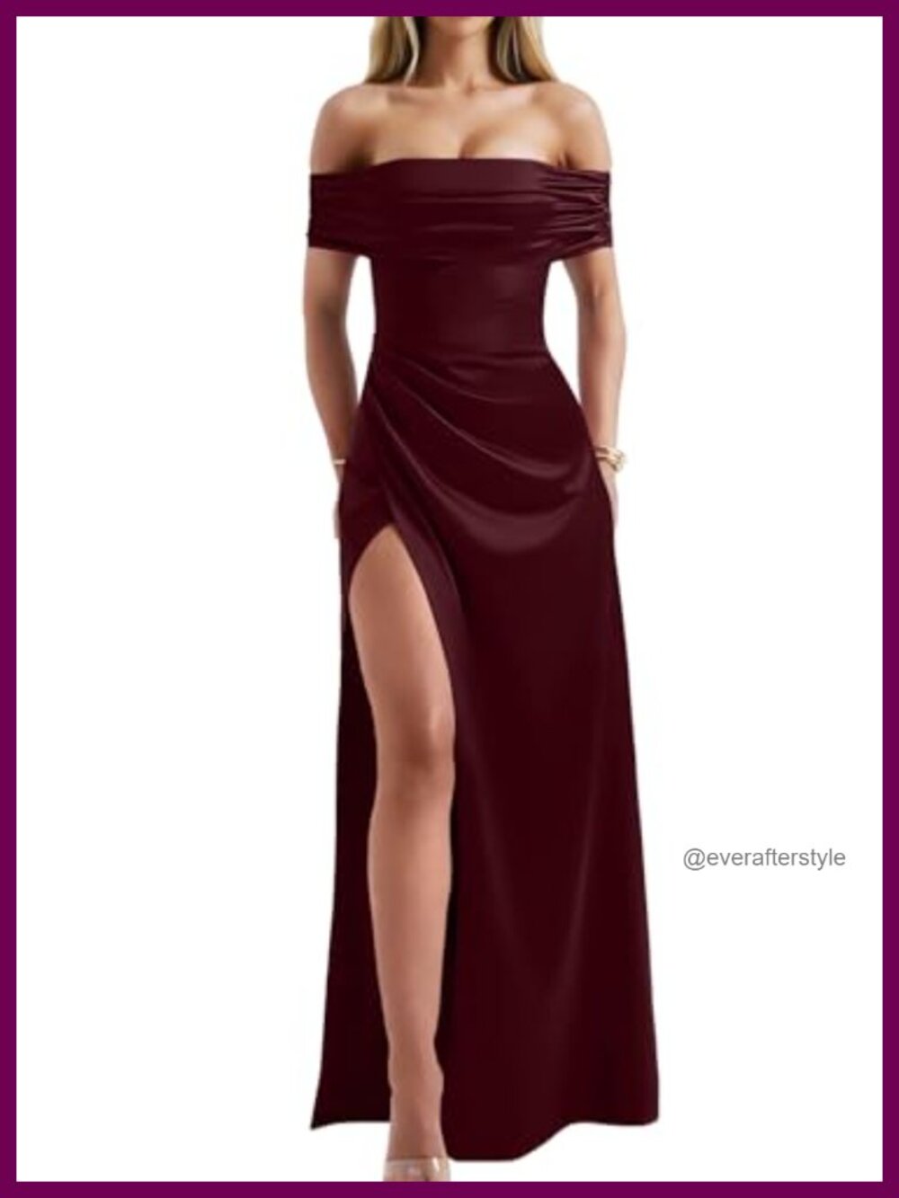 Off Shoulder High Split Bodycon Maxi Evening Wedding Dress